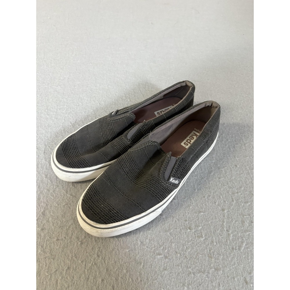 Keds Shoes Womens Size 6 Black Slip On Canvas Double Decker Sneakers Casual